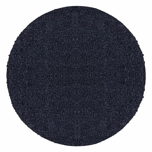 Carpetsale24 Shaggy Hochflor Teppich, 200 cm Rund, Marineblau, weich, flauschig, modern, einfarbig, Perfekt als zentrales Wohnaccessoire, für Wohnzimmer Schlafzimmer Flur