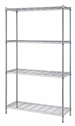 QUANTUM Aufbewahrung Draht Regal vierstöckig, chrom-Finish, 72 H x 36 W x 18 D, weiß, 1