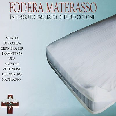 Euroricami Viterbo Coprimaterasso Zip 2 piazze traversa con Cerniera a Sacco 2 piazze Puro Cotone