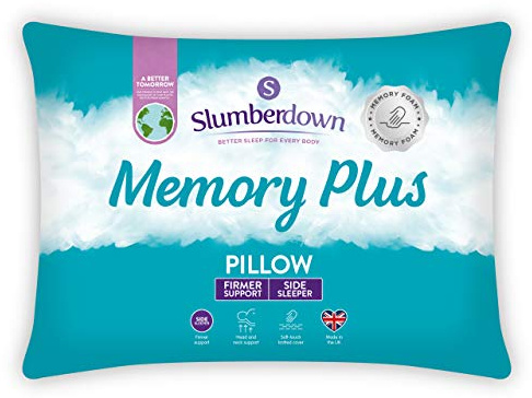 Slumberdown Memory Foam Pillow 1 Pack - Breathable & Supportive Back & Side Sleeper Pillow for Neck and Shoulder Pain Relief | Soft Touch Knit Cover, UK-Made, Non-Allergenic, Easy Care (38 x 64cm)