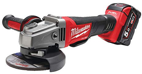 Milwaukee M 18 Cag 125 x PD-502 X – Smerigliatrice fuel18 V 5.0 Ah litio Disco 125 mm con interruttore uomo morto