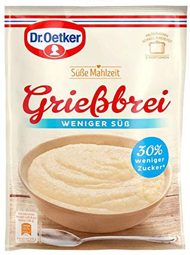 Dr. Oetker Süße Mahlzeit Grießbrei weniger süß, 76 g Mischung für Grießbrei weniger süß für eine Hauptmahlzeit oder als süße Mahlzeit Zwischendurch