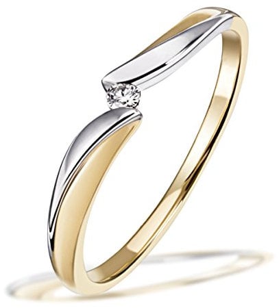 Goldmaid Damen-Ring Bicolor 585 Gold 1 Brillant 0,02 ct. Gr. 56