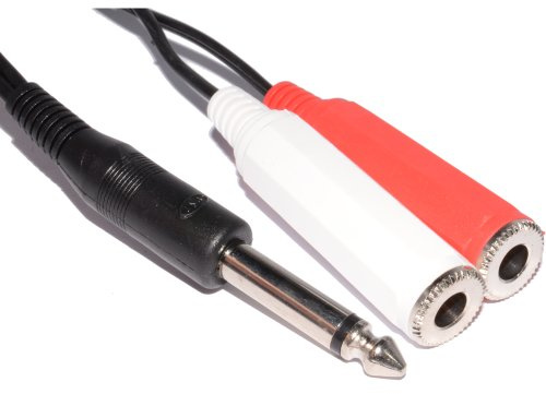 kenable 6.35mm Mono Jack Plug to Twin Mono 6.35mm Sockets Audio Cable 2m [2 metres]