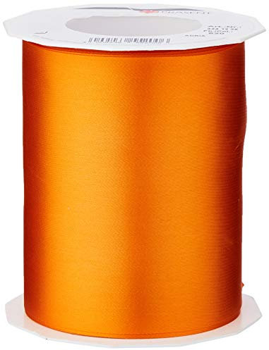 PRÄSENT ADRIA/SATIN orange, 25 m Satinband zum Einpacken von Geschenken, 112 mm Breite, Geschenkband zum Dekorieren & Basteln, Dekoband für Präsente, zu jedem Anlass