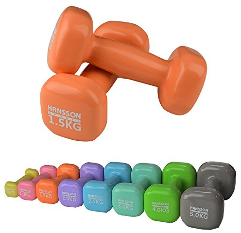 Vinyl Hantel 2er Set Verschiedene Gewichte und Farbe zur Auswahl (Apriko, 2 x 1,5 kg)