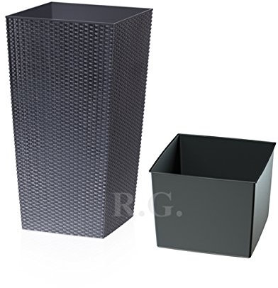 rg-vertrieb Blumentopf Übertopf Blumenkübel Rato Polyrattan 75cm Pflanztopf Rattan 400 Anthrazit