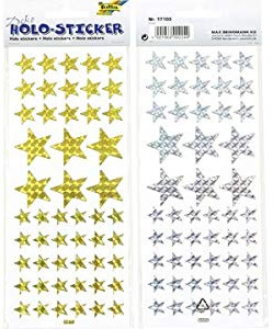 Folia Deko Holo-Sticker, 2 Blatt Sterne - Folia 17103