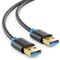 deleyCON 0,5m USB 3.0 Super Speed Kabel - USB A-Stecker zu USB A-Stecker - Übertragungsraten bis zu 5 Gbit/s - Schwarz/Blau