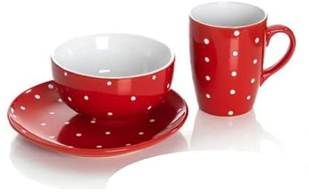 Flirt By R&B Pinto - Set di 6 tazzine da caffè, Colore: Rosso