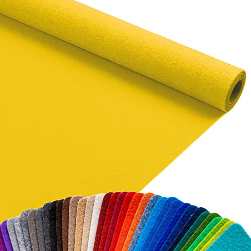 Primaflor Event-Teppich Meterware Podium - Gelb, 1,00m x 10,00m, Viele Farben, Rutschfester Gangläufer, Schwer Entflammbarer Hochzeits-Läufer, B1 Messeteppich