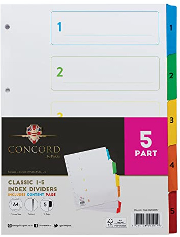 Concord 1-5 A4 White With Multi-Colour Index Tabs 00201/CS2#