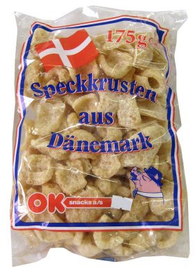 OK - Speckkrusten aus Dänemark - Chicharon / Tsitsaron / Chicharrón, 1er Pack ( 1 x 150 g)