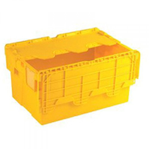 VFM 375817 Attached Lid Container, 54 L, Yellow
