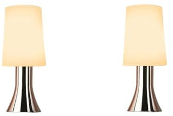 Dapo Tischleuchten-Lampen-Set Jannis mit 3-Stufen-Touch-Dimmer chrom moderne Nachttisch-Fernseh-Leuchten-Lampen-Set inklusiv G9 Eco Halogen 33W Leuchtmittel
