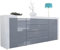 Vladon Sideboard Kommode La Paz, Made in Germany, Korpus in Weiß Hochglanz/Front in Grau Hochglanz mit Rahmen in Weiß Hochglanz
