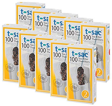 T-Sac Tea Filter Bags, Disposable Tea Infuser, Number 2-Size, 2 to 4-Cup Capacity, Set of 1,000