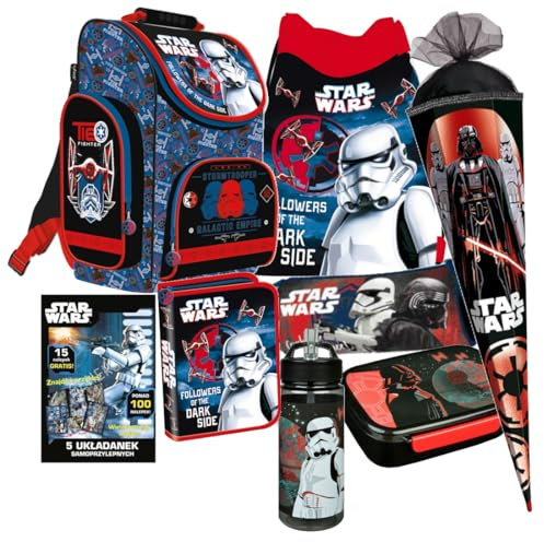 STAR WARS 8 tlg. SCHULRANZEN Ranzen Episode SCHULTÜTE 85 cm Tornister Rucksack TASCHE Set mit Sticker-von-Kids4shop