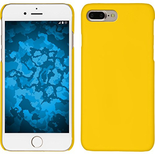 PhoneNatic Case kompatibel mit Apple iPhone 7 Plus / 8 Plus - Hülle gelb gummiert Hard-case + 2 Schutzfolien