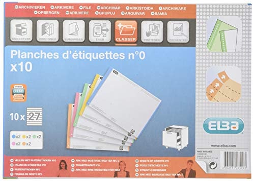 L'Oblique AZ Sachet de 10 planches d'étiquettes n°0 pour dossiers tiroir Assortis