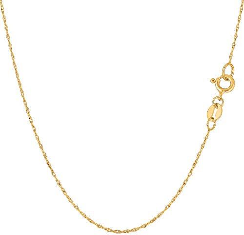 Jewelry Affairs Yellow Gold Rope Chain Necklace, 0.5mm, 16