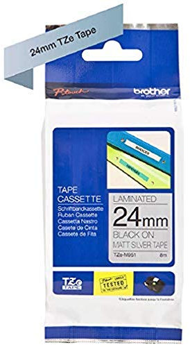 Brother 5834191 Original P-touch Schriftband TZe-M951 24 mm, schwarz auf silber (matt) (kompatibel u.a. mit Brother P-touch P700,- 2430, -D600, -9700PC, -P750W)