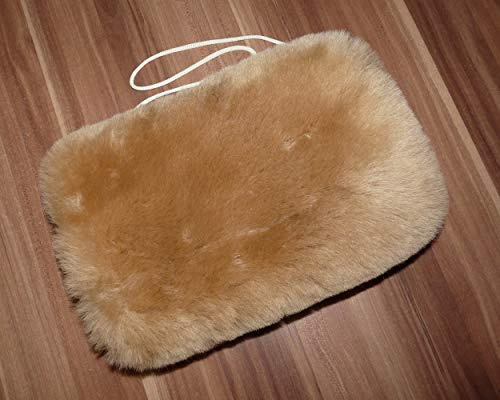 Natur-Fell-Shop Muff/Handwärmer aus echtem Lammfell/m. Kleiner Innentasche/Hellbraun