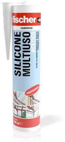 Fischer Silicone Acetico Multiuso Marrone Camoscio SAM 280 ml, Sigillante Antimuffa per Vetro, Alluminio, Smalto, Ceramica, Adatto per Bagno e Cucina, 9353