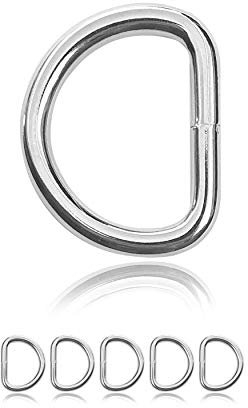 Ganzoo D - Ring aus Stahl, Stahl-Ring Abmessungen 30mm x 23mm, 5 Stück, Materialstärke 4mm, nichtrostend, Ideal in Verbindung mit Paracord 550, geschweißter Stahl, Farbe Chrom Silber