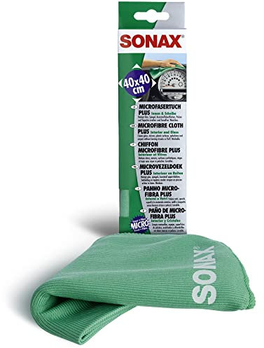 Sonax Paño de Microfibra Plus Interior y Cristales (1 Unidad) Extremadamente Fino, para la Limpieza de Cristal, Espejos y Superficies de plástico sin estrías, Rayas ni Pelusas | N.° 04165000