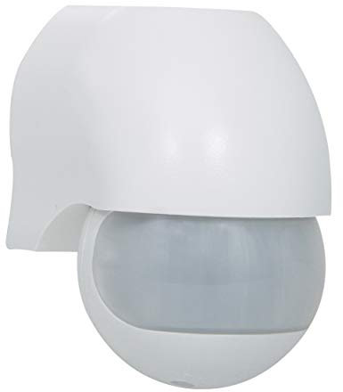 REV Bewegungsmelder aussen - IP44, Leuchtdauer & Helligkeitsempfindlichkeit einstellbar, LED geeignet, Reichweite 12m/180°, vertikal verstellbar, weiß