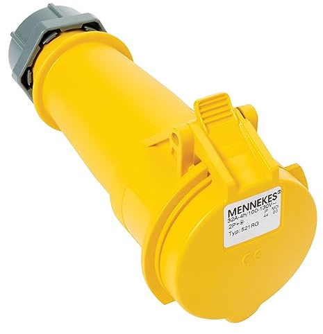 Trend 110V Yellow 32A in-Line Socket, Reliable Power Accessory for T11ELK Router, BS4343 Compliant, SOCK/110V/32A
