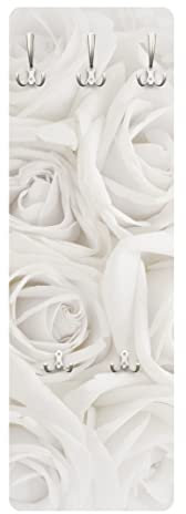 Bilderwelten Rosen Garderoben - Blumenmotiv Weiße Rosen - Landhaus Weiß, Größe HxB:105cm x 34cm