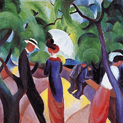1art1 August Macke Poster Promenade, 1913 Bilder Leinwand-Bild Auf Keilrahmen | XXL-Wandbild Poster Kunstdruck Als Leinwandbild 70x70 cm