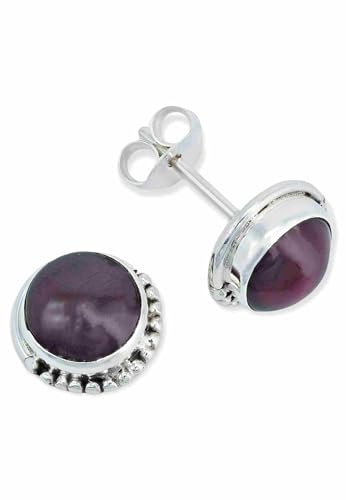 Ohrstecker 925 Silber Granat roter Stein Edelstein Ohrringe echt Silber Damen Sterling Silber Stecker Geschenk(MOS-018-02)