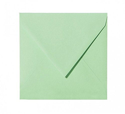 Paper24 50 quadratische Briefumschläge 125 x 125 mm, 12,5x12,5 cm, 120 g/m² mit Dreieckslasche Farbe: 12 Hellgrün