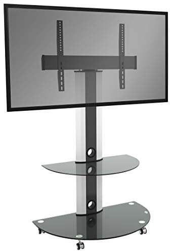 RICOO TV Ständer rollbar FS0502 für 30–55 Zoll Fernseher Fernsehständer mit Rollen TV Standfuß mit Ablage max. 30 kg VESA 600x400 TV Bodenständer