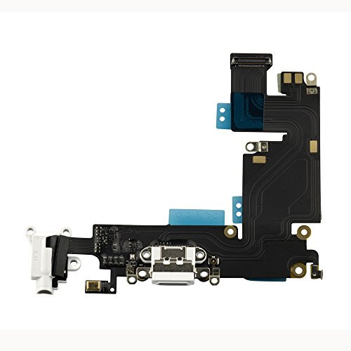 COHK USB Charging Port Dock Connector Flex Cable With Microphone and Headphone Jack Replacement for iPhone 6 Plus (White)