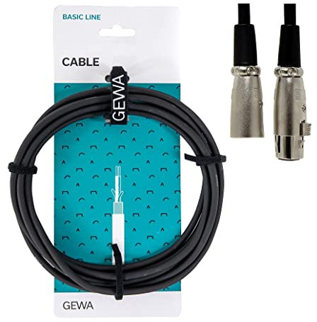 GEWA Câble microphone Basic Line 3m, noir, XLR(f) - XLR(m), 190040
