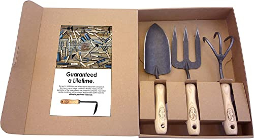 Tierra Garden Dewit 3-Piece Tool Gift Set with 3-Tine Cultivator, Forged Trowel and Forged Hand Fork