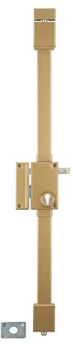 THIRARD - Boîtier de Serrure en Applique Targa à Tirage pour Porte d'Entrée - Gauche - 3 Points - Axe 45 mm - Or - Acier - Mécanisme Intérieur - Poignée Double - Gâche Haute Résistance