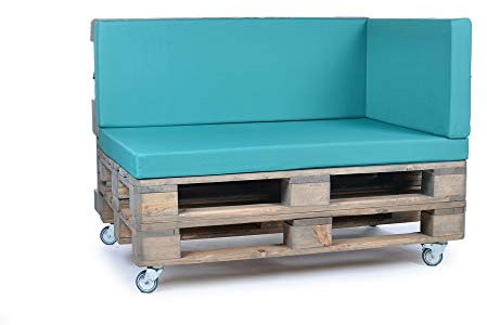 PadsForAll Palettenkissen, Gartenmöbel Auflagen, Sitzbankauflage, Matratzenauflagen auch m. Rückenlehne in Nylon, Türkis, wasserabweisend und strapazierfähig