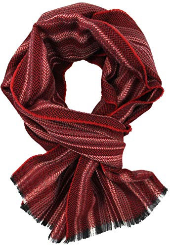 Rotfuchs Webschal Streifenmuster modisch rot 100% Wolle (Merino) R-31 180 x 31 cm