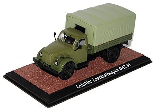 Atlas GAZ 51 Leichter Lastkraftwagen Grün DDR NVA Armee 1/43 Modell Auto mit individiuellem Wunschkennzeichen