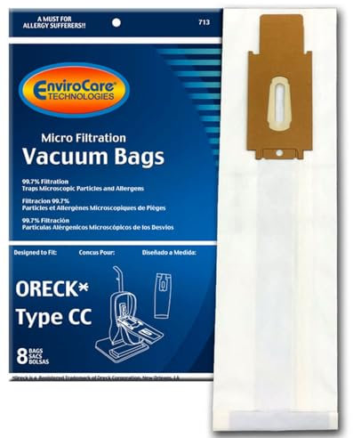 EnviroCare Oreck PK2008 Type CC Upright XL Bags *NEW* with Docking System- 8 Pack