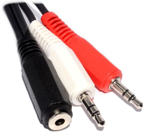 kenable 3.5mm Jack Socket to Twin Jack Plugs Cable for Speakers to Two PCs Stereo Audio Splitter 0.5m Black