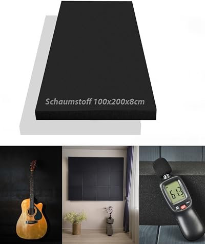 Schaumstoff - glatt, ca. 100x200x8cm, in der Farbe Anthrazit Schwarz I Akustik I Dämmung I Verpackung I Schall I Basteln usw.