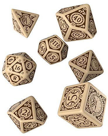 Q-Workshop STC74 - Steampunk Clockwork Beige & brown Dice Set (7)