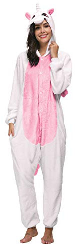 Adulte Kigurumi Unisexe Anime Animal Costume Cosplay Combinaison Pyjama ou Déguisement - Licorne rose Taille M