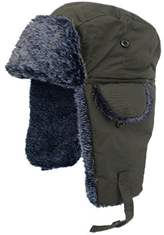 TOSKATOK Erwachsene Khaki Wasserdicht Trappermütze - Unisex Winter - Einfarbig - Large